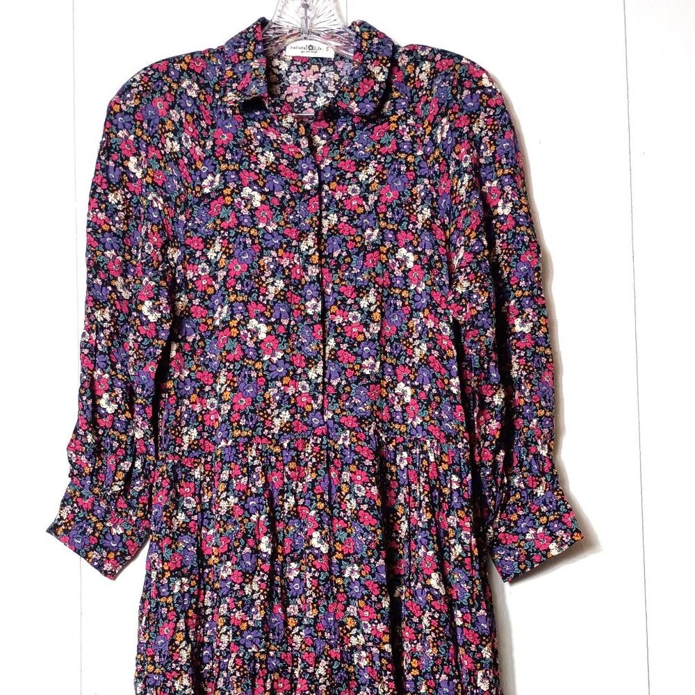 NATURAL LIFE Black Floral Long Sleeve Dress
